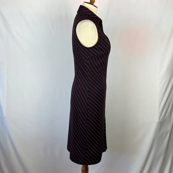 Express Black and Magenta Diagonal Striped Sleeveless Dress - Size 1/2 Juniors - Picture 9 of 12